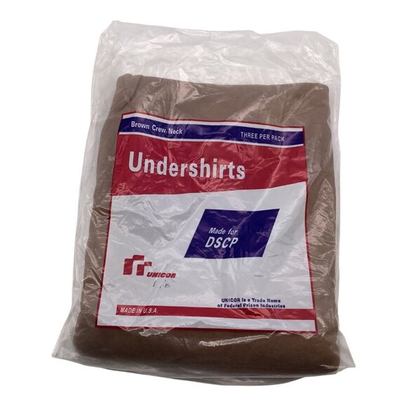 3-Pack DSCP US Army Crew Neck Brown Undershirts Small Cotton Tee Short Sleeve - Picture 1 of 8